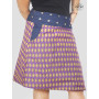 jupe imprimée japonais, géometrique violet marron éventails pour femme