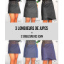 Jupe Taille Plus Ajustable en Jean Réversible avec Poches - LINATI XL