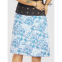 jupe portefeuille bleue motif fleurs originale pour femme ceinture grande taille bouton pression coupe fendue