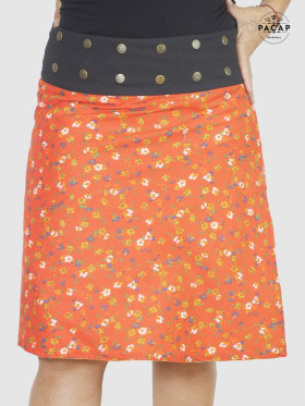 jupe rouge grande taille coupe portefeuille et reversible