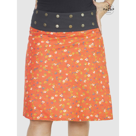 jupe rouge grande taille coupe portefeuille et reversible