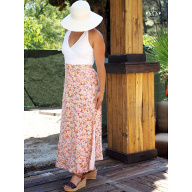 jupe midi orange imprimé liberty