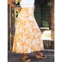 jupe portefeuille longue jaune imprimé fleurs en viscose
