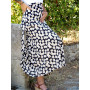 jupe noire longue taille haute imprimé fleurs blanche