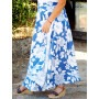 jupe longue bleue ciel a fleurs blanche