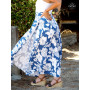 jupe bleue claire fendue pour femme a fleurs