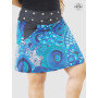 jupe bleue imprimée ethnique africain aborigène motif tribal, avec poche et ceinture jean $