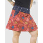 jupe rouge a fleurs pour femme detail poche sur le devant