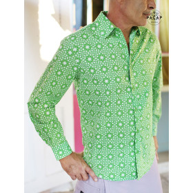 chemise vert pomme pour homme imprimé original