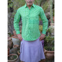 chemise manche longue verte imprimé fantaisie ethnique avec kilt pour homme