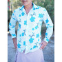 chemise HD qualité premium motif digital couleur azur