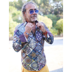 chemise rétro colorée vintage motif patchwork arabesque celtique
