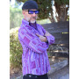 chemise disco vintage violette imprimé circuit robot électronique homme lunette bleu punk