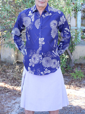 chemise bleue pour homme en popeline de coton