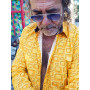 Chemise jaune groovy rétro vintage motif loud a carreaux pour homme