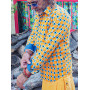 chemise imprimée jaune et bleu a carreaux reversi de manche bleue