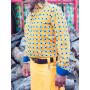 chemise blanche a carreaux jaune et plus petite carraux bleue pour homme en coton