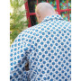 chemise formelle bleue et blanche a motif ajrak block print fait mains