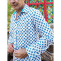chemise classique imprimée manche longue bleue pour homme