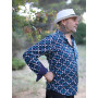 chemise fluide bleu marine micro motif géométrique a manche longue, chemise originale, chemise fantaisie