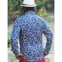 chemise fluide ethnique bleue motif africain wax mandala en viscose, chemise fantaisie, chemise originale