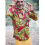 chemise coeurs vert et coeurs rouge, chemise fantaisie motif coeurs , chemise atypique, chemise originale