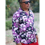 Chemise florale mauve, chemise a grosse fleurs bleues et violettes, chemise décontractée, chemise fleurie