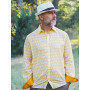 chemise jaune imprimée ethniques ogee motif losanges originale pour homme