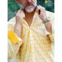 chemise jaune imprimée pour homme manches longues, revers colorés bouton nacre