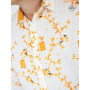 chemise blanche tissus de qualité imprimé graphique lanterne franche argbre et oiseaux orange doré