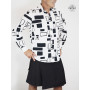 chemise originale noire et blanche imprimé retro vintage année 60s 70s 80s