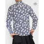 chemise rétro blanche motif noire manche longues