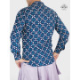 chemise bleue marine homme imprimé, marque francaise, chemise ajustée, chemise à motif, chemise fine