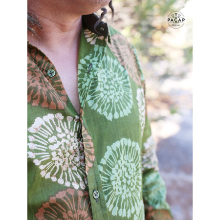 chemise verte pour homme à manche longue