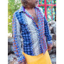 Chemise fantaisie blanche imprimé triangle bleu et orange