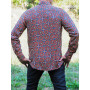 chemise ethnique rouge et mauve motif atypique, chemise fluide, décontractée, coupe slim