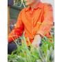 chemise rouge capucine rayée pour homme, chemise fluide orange a rayures, chemise colorée