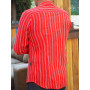 chemise homme décontractée rouge vif pour homme imprimé fantaisie a rayures blanches manches longues