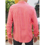 chemise en viscose rouge imprimé géometrique carreaux losange, chemise fantaisie, chemise originale