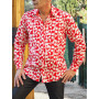 chemise a carreaux rouge et blanc pour homme, chemise imprimée abtrait, chemise psychédélique