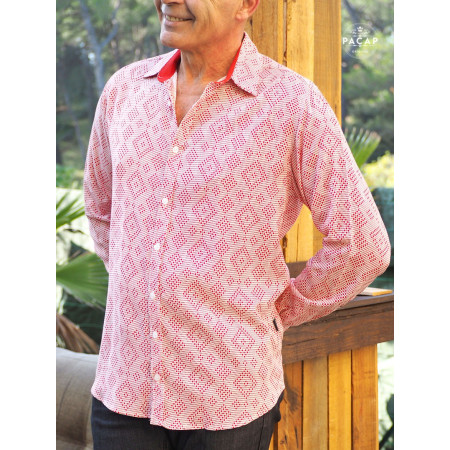 chemise rouge pour homme, chemise a pois rouge, chemise a rayures rouge, chemise originale, chemise fantiaisie