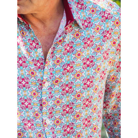 chemise fantaisie homme, chemise fleurs, chemise décontractée, chemise ajustée, manches longues