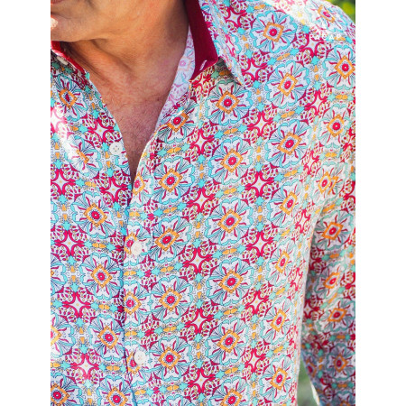 chemise fantaisie homme, chemise fleurs, chemise décontractée, chemise ajustée, manches longues