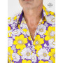 chemise hawaienne serie tele tv magnum col francais pointu unicolore violet pourpre manche longue pour homme