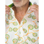 chemise champetre blanche a fleurs verte pour homme coton fin semi transparent manche boutonné col à revers pointu