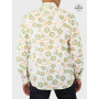 chemise blanche pour homme motif floral vert coupe cintrée pour homme taille confortable base arrondi pli aisance
