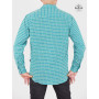 chemise décontractée verte à pois imprimé sur tissus léger en coton manche longue revers vert coupe cintrée