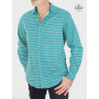 chemise verte imprimée géometrique en coton manche boutonnée taille ajustée pour homme bouton pression