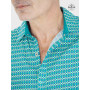 chemise verte homme à bouton pression motif pois infini, chemise classique, chemise imprimée points