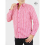 chemise blanche imprimé geometrique petits triangle rose manche longue en voile coton fin pour homme